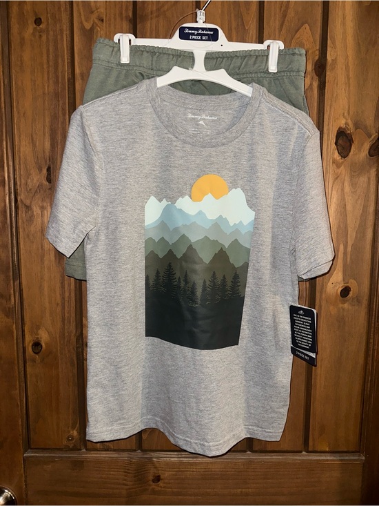 Tommy Bahama Other - Tommy Bahama Kids Gray Graphic Tee and Green Shorts Set
